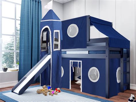 twin low loft bed with slide